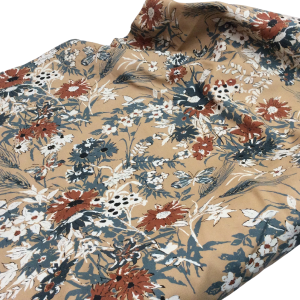 Tan and Blue Eisenhart Screen Print Portofina Cotton Drapery Upholstery Fabric Yardage Fabric Textiles, Upholstery Buy Cheap Very Cheap