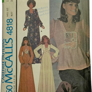 Vintage 70s Mccalls 4818 Pattern Misses 6-16 Dress Top Uncut Prairie Cottage by McCall's Cheap Cost