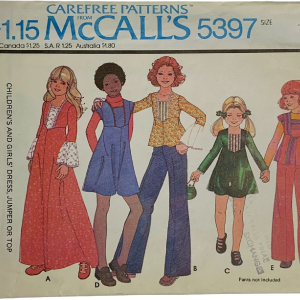 Vintage 70s Mccalls 5397 Pattern Girls 4-14 Prairie Dress Jumper Top Uncut by McCall's Clearance Deals