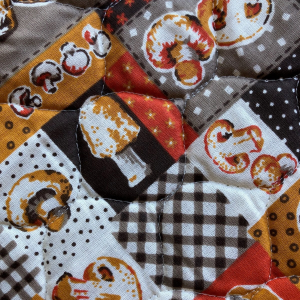 Vintage 70s Mushroom Quilted Fabric 4. 51 Yds Cheap Buy