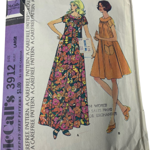 Vintage 70s Mccalls 3912 Pattern Misses 6-20 Muumuu Dress Two Lengths Cut by McCall's Free Shipping For Cheap