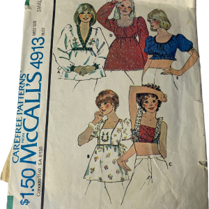 Vintage 70s Mccalls 4913 Pattern Misses 6-16 Empire Waist Tops Elastic Lace Cut by McCall's Cheap Sale Visit New