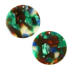 Zola Elements Acetate Pendant, Coin 30mm, Lagoon (2 Pieces) New Arrival