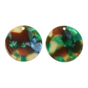 Zola Elements Acetate Pendant, Coin 20mm, Lagoon (2 Pieces) Clearance 100% Original