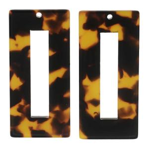 Zola Elements Acetate Pendant, Rectangle Frame 22x49mm, Brown Tortoise Shell (2 Pieces) Affordable Sale Online