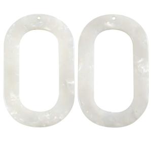 Zola Elements Acetate Pendant, Oval Donut 27x44mm, Pearl White (2 Pieces) Reliable Sale Online