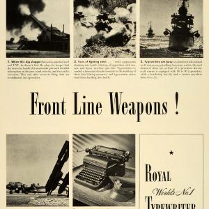 1942 Ad Royal Typewriter WWII War Production Business Office Machines Typing FZ6 Outlet Choice