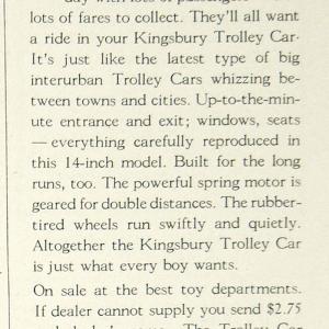 1925 Ad Kingsbury Toys Interurban Trolley Car Model Children Transportation YYC6 Cheap Visit