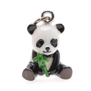 Jewelry Charm, 3-D Hand Painted Resin Panda W/ Bamboo 19mm, Black and White (1 Piece) Clearance Manchester