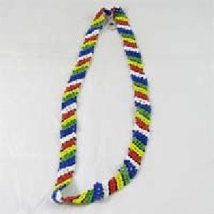 African Hut Beaded Wide Lanyard with Wide Coloured Stripes 35g Outlet The Cheapest