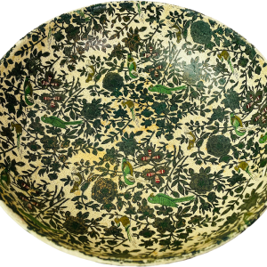 Vintage Round Papier Mache Bowl with Birds Cheap Discount Sale