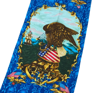 Vintage 50s Cotton Barkcloth Fabric Eagle Americana Revolutionary Theme Free Shipping 2025 Unisex