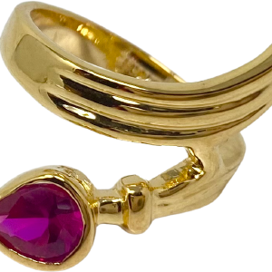 90s Pink Cubic Zirconia Gold Plated Swirl Ring Cheap Sale