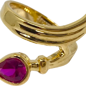 90s Pink Cubic Zirconia Gold Plated Swirl Ring Lowest Pice