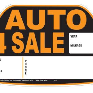 Hy-Ko 22121 Auto For Sale Die Cut Sign, 9 x 14, Polystyrene Free Shipping Perfect