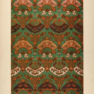 1883 Japanese Fabric Design Fukusa Chromolithograph - ORIGINAL OJ1 View