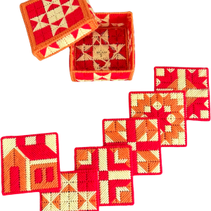 Handmade Needlepoint Coaster Set Of 6 Storage Box Pay With Visa Cheap Online