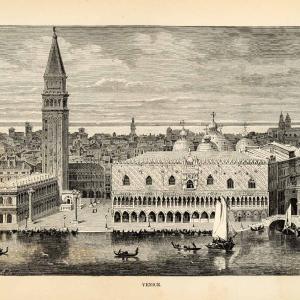 1882 Wood Engraving Art Venice Italy Cityscape Gondola Boats Ships XGS6 Deals Cheap Online