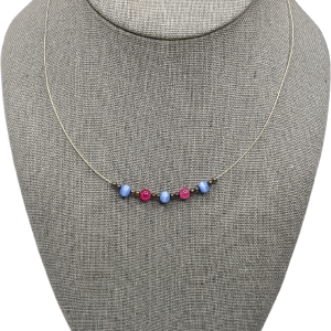 90s Sterling Silver Blue And Pink Cats Eye Stone Beads Outlet Get To Buy