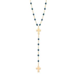 Cross Charm Classic Gigi Jeans rosary, Yellow Gold, 16.5" With Mastercard For Sale