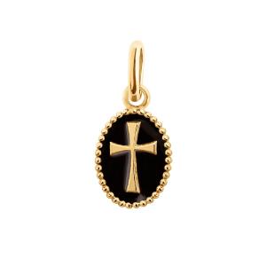 Cross Black Resin pendant, Yellow Gold Enjoy Cheap Pice