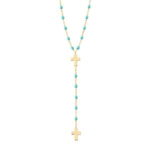 Cross Charm Classic Gigi Lagoon rosary, Yellow Gold, 16.5" Clearance Buy