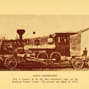 1946 Print Locomotive Richland Center Wisconsin Train - ORIGINAL WIS1 View For Sale