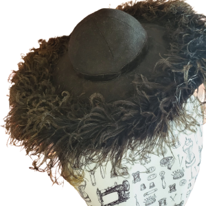 30s Exquisite Ostrich Feather And Felt Pancake Hat Excellent Sale Online
