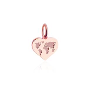World Heart Map Charm, Rose Solid Gold Mini Official Cheap Online