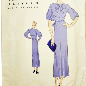 30s Early Paris Designed Dress Pattern Deco Style B 34 By Vogue Couturier Fashion Style For Sale