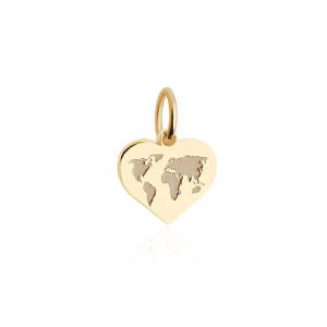World Heart Map Charm, Solid Gold Mini Buy Cheap The Cheapest