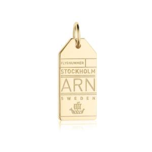 Stockholm Sweden ARN Luggage Tag Charm Solid Gold Sale Browse