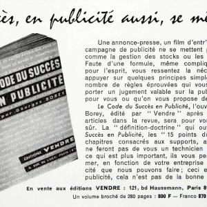 1956 Ad Code Succes Publicite French Manual Successful Advertising Vendre VEN6 Low Cost Cheap Pice