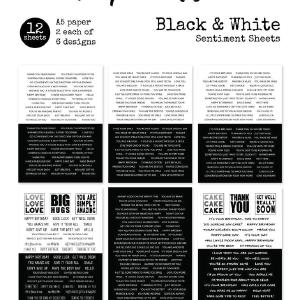 Paper Rose Studio Black & White A5 12pc Sentiment Sheets 19023 Buy Cheap Factory Outlet