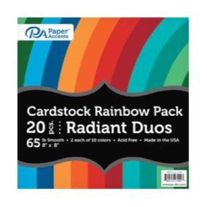 Paper Accents Cardstock Variety Pack 8x8" Rainbow 65lb Radiant Duo 20pc Free Shipping Sale Online