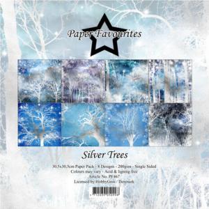 Paper Favourites Silver Trees 12x12 Inch Paper Pack (PF467) 2025 New For Sale