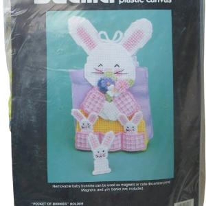 Vintage 1990 Bucilla Plastic Canvas Kit Pocket of Bunnies Easter Napkin Holder New Old Stock Release Dates Cheap Online