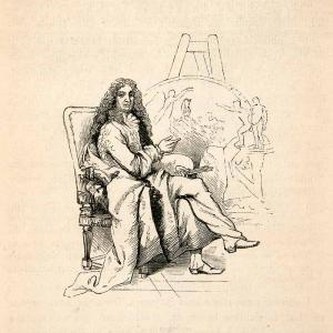 1855 Wood Engraving Charles Le Brun French Artist Easel Portrait Painter XEC3 Sale Low Cost