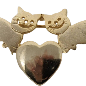 Vintage Unsigned Ultra Craft Silvertone Cat Kittens Heart Scatter Pins Cheap Pice Buy Discount
