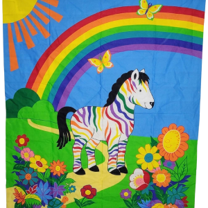 Vintage Vip Cranston Screen Print Fabric - Zebra Rainbow, Flowers, Butterflies by VIP Cranston Print Works Cheap Sale New