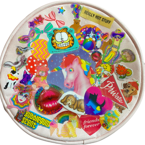 Vintage Upcycled Lisa Frank Sticker Prismatic Cosmetic Bag Pink Cheap Lowest Pice