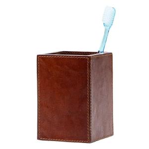 Hampton Tobacco Leather Brush Holder The Cheapest For Sale