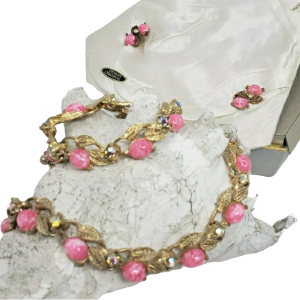 40s/50s Original Jewelry Set Goldplated Cabochon Aurorall By Anthony Designer Genuine Cheap Pice