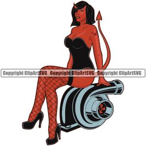 Devil Sexy Girl Sitting On Machin Accessories Devil Wearing Bikini  Mechanic Engine Auto Repair Automotive Service Car Truck Motorcycle Technician Garage Shop Vehicle Maintenance Design Element Compan Buy Cheap Best Pices