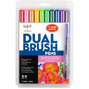 Dual Brush Pen,Watercolor Favorites,10-Pack  Free Fudenosuke Outlet Best Sale