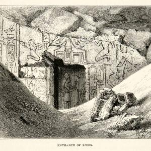 1891 Wood Engraving Entrance Speos Artemidos Egypt Egyptian Hieroglyphics XGOB9 Outlet New Styles
