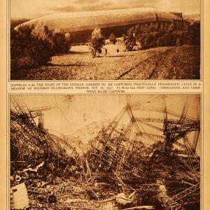 1922 Rotogravure World War I German Zeppelin L-49 Airship France England WWI Free Shipping Discounts