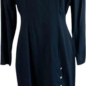 70s/80s Black Formal Dress Shoulder Pads Crystal Buttons By Ansley Made In The Usa Perfect For Sale