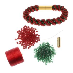 Refill - Deluxe Spiral Beaded Kumihimo Bracelet - Christmas Joy - Exclusive Beadaholique Jewelry Kit Sale Supply