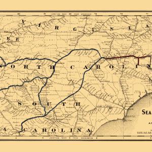 Railroad Map - Seaboard and Raleigh Railroad - Colton 1874 - 23 x 42.91 - Vintage Wall Art Recommend Online